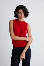 Kırmızı Alexia Saf Kaşmir Yuvarlak Yaka Süveter